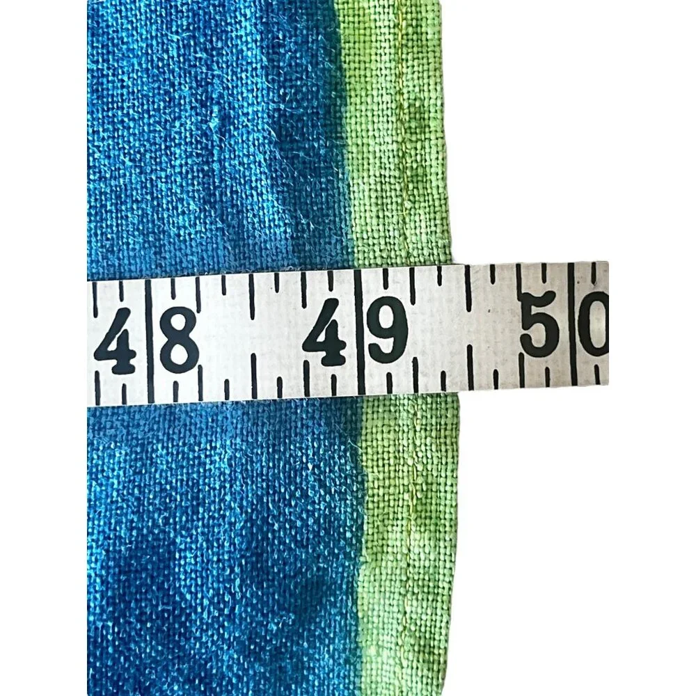 Blue & Green Circular Mandala Tablecloth 64.5x49.5 MCM Linen Event Dinner Party